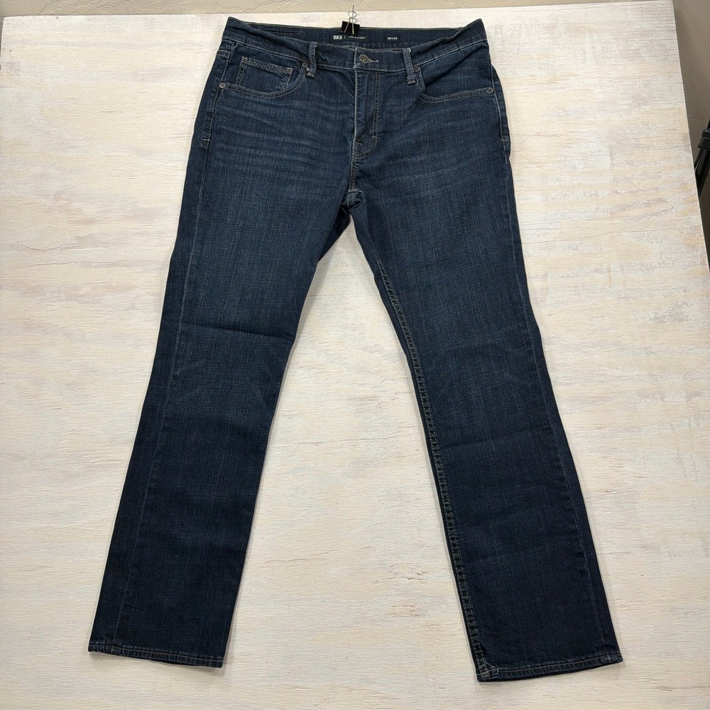 BKE Jeans Jake Straight 38x32 Dark Wash Stretch Denim Blue Mens